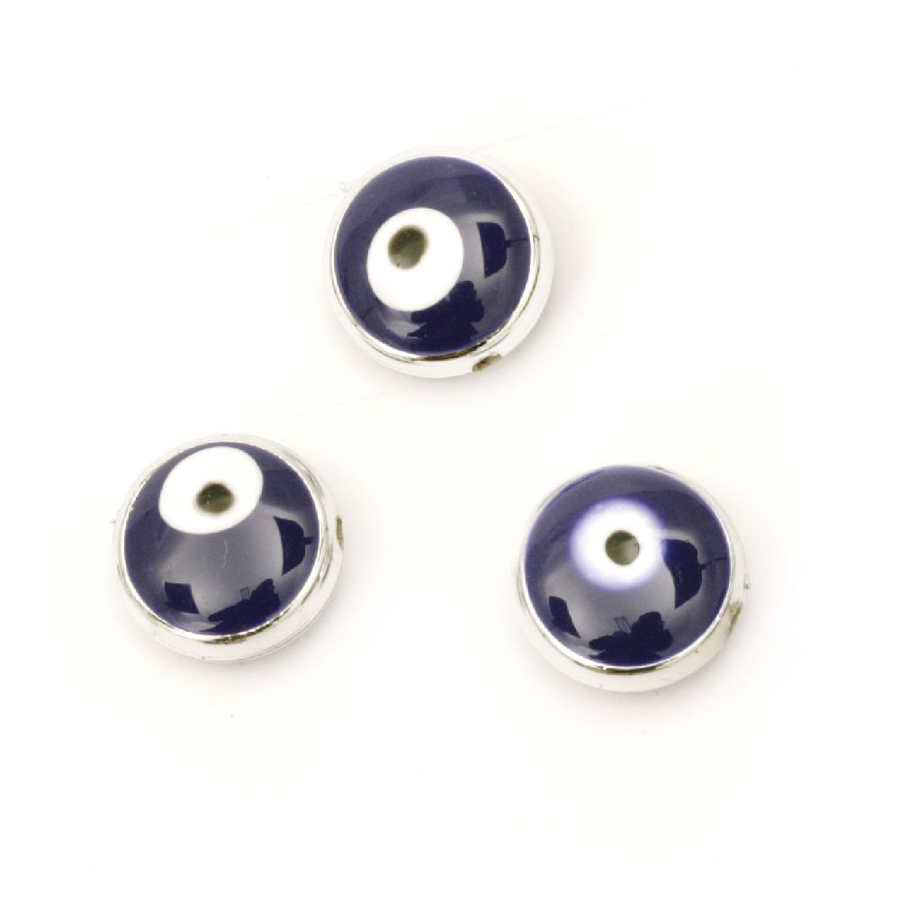 Bead CCB circle 14x7 mm hole 1.5 mm blue eye -5 pieces