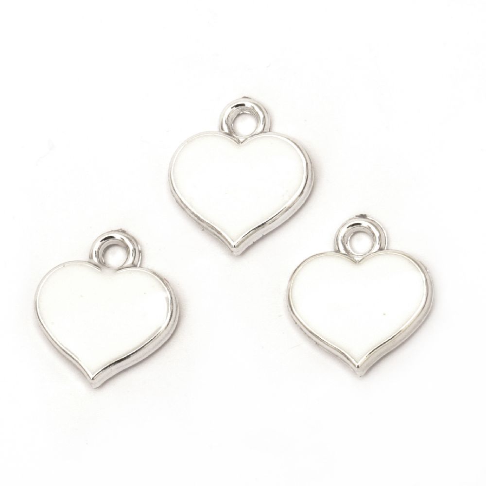 Pendant CCB heart 17x15 mm hole 2 mm white -5 pieces