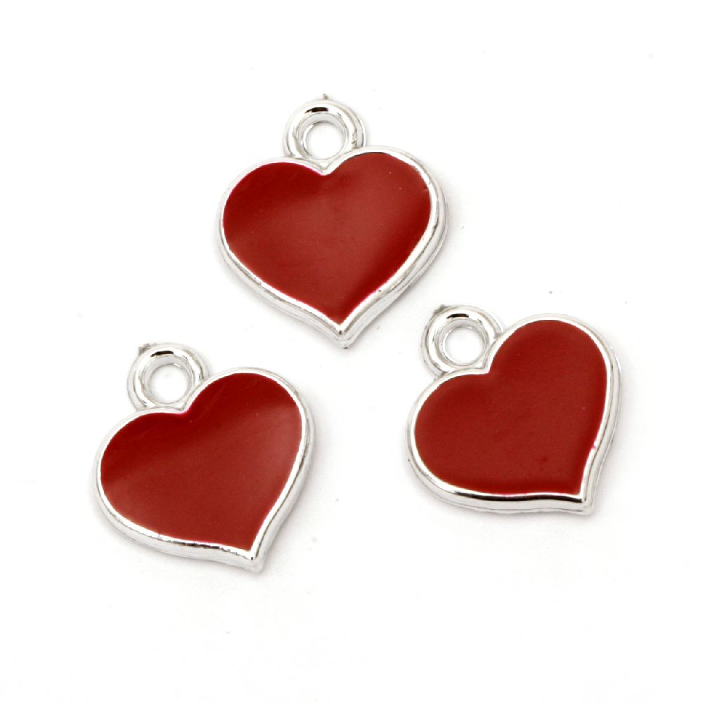 Pendant CCB heart 17x15 mm hole 2 mm red -5 pieces
