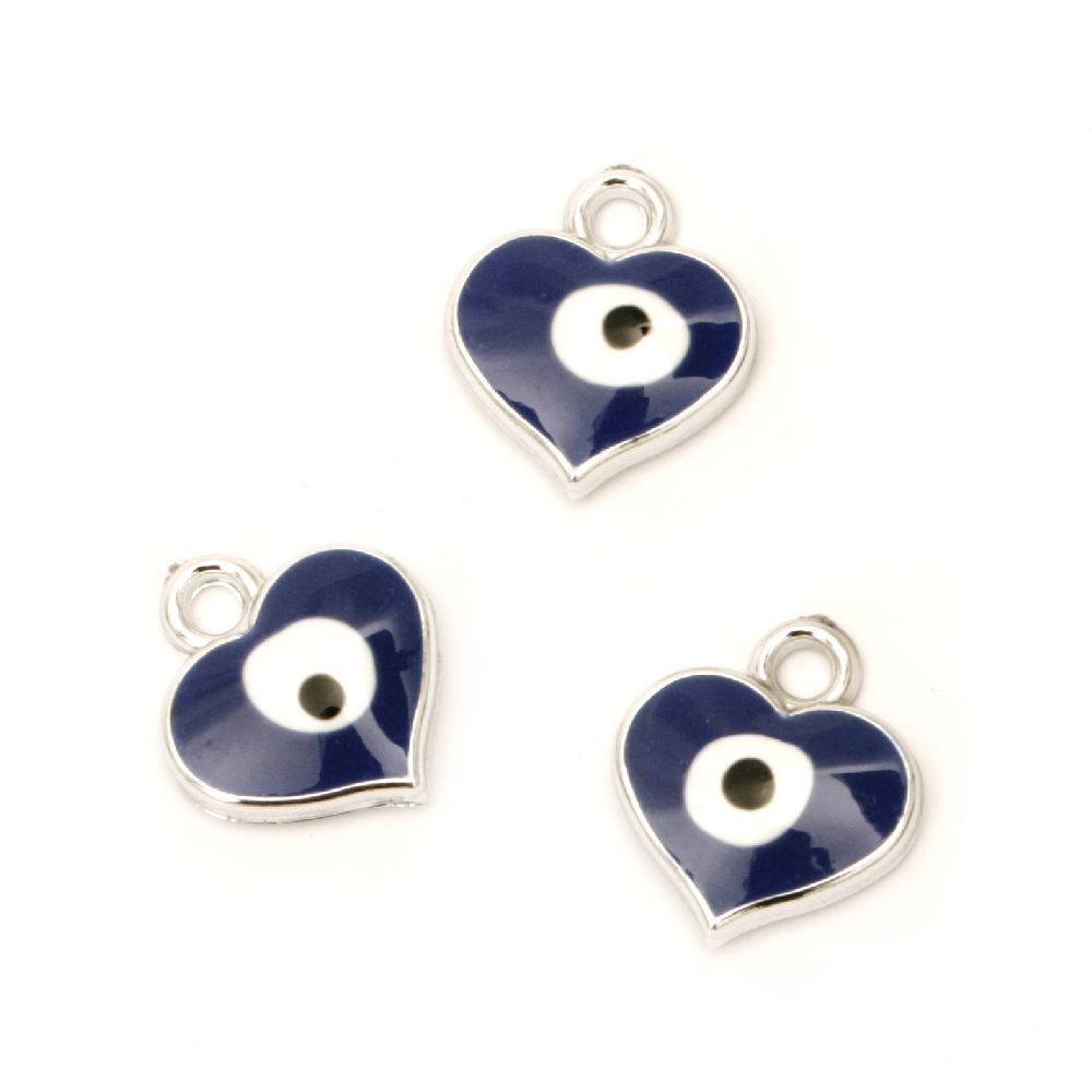 Pandantiv inimă CCB gaură de 17x15 mm 2 mm ochi albastru -5 bucăți