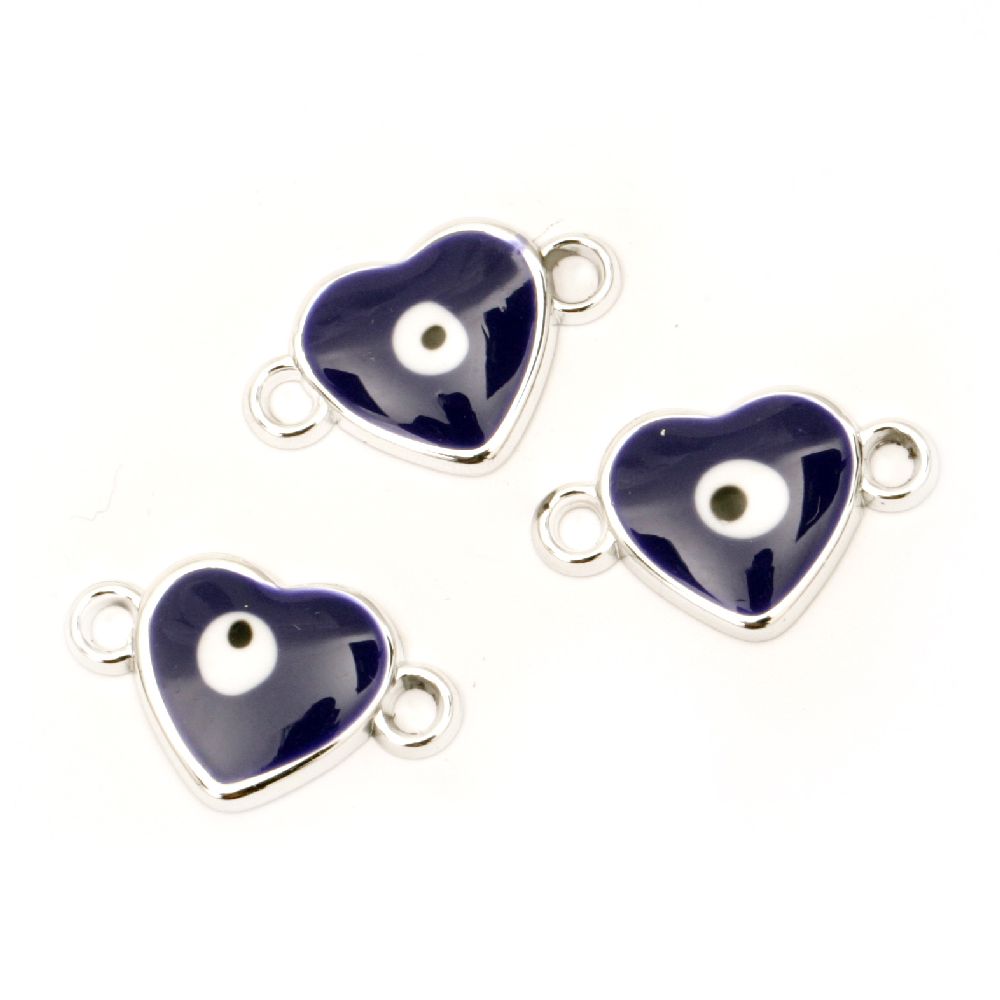 Connecting element CCB heart 24x15x3.5 mm hole 2 mm blue eye -5 pieces