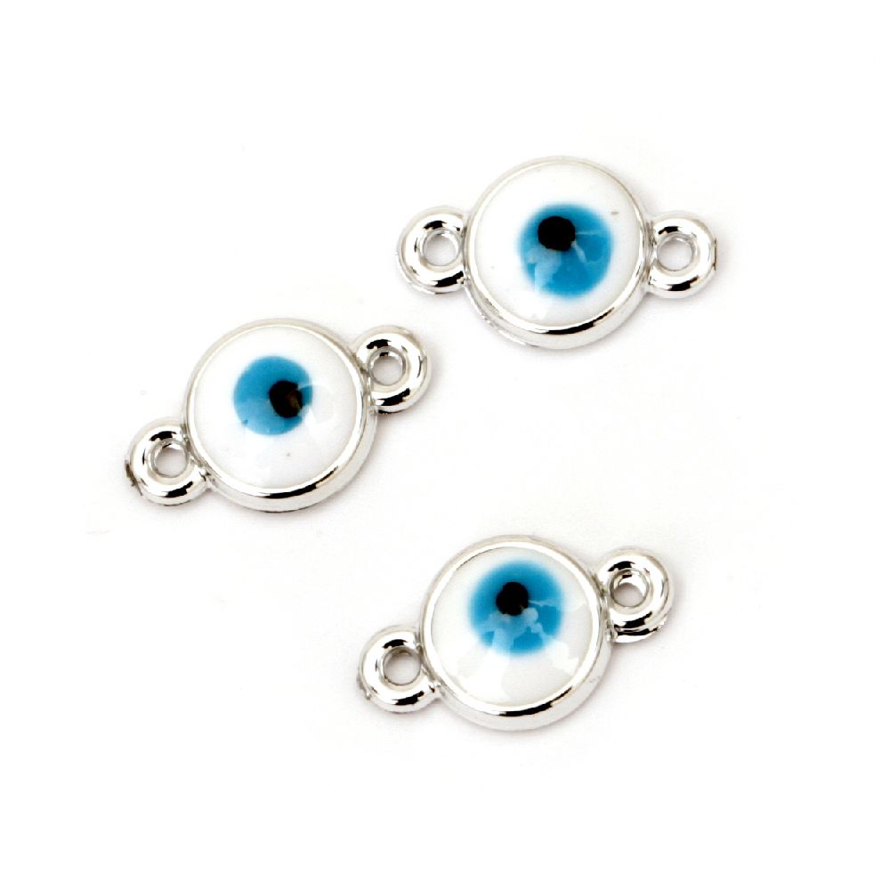 Connecting element CCB 17x10x3 mm hole 1 mm white blue eye -5 pieces