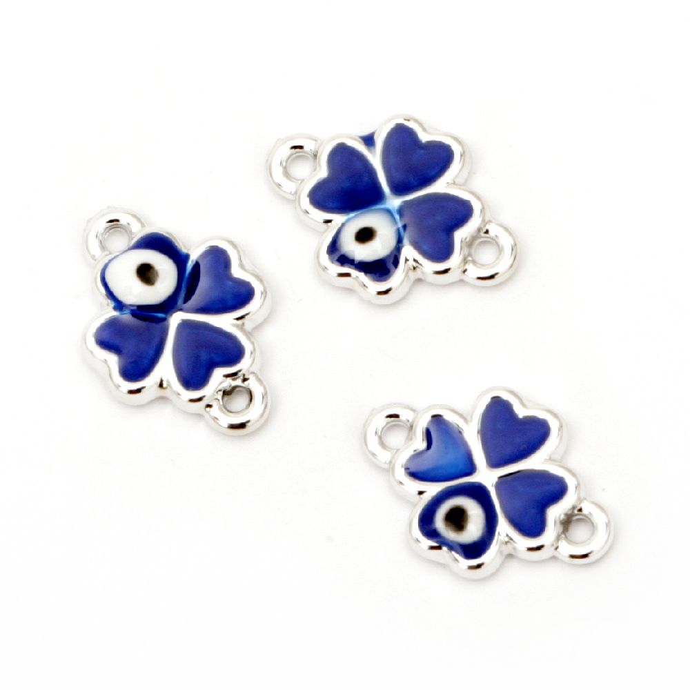 Connecting element CCB clover 18.5x13x3 mm hole 2 mm blue eye -5 pieces