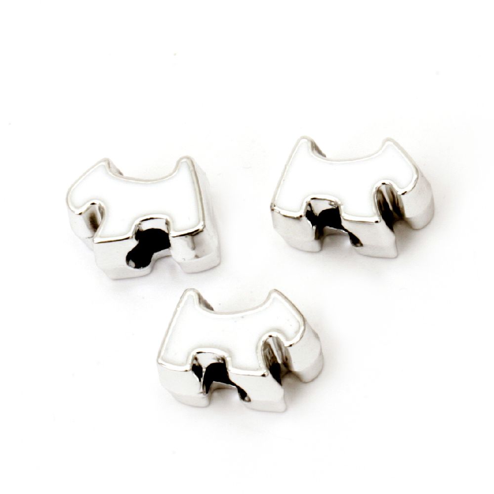 Jewellery stringing element  Bead CCB dog 15x11x8 mm hole 4 mm white - 5 pieces