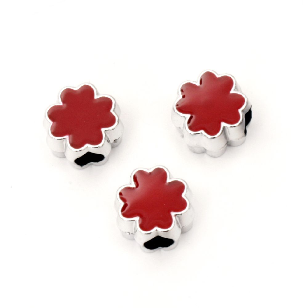 Bead CCB clover 12x8 mm hole 4.5 mm red - 5 pieces