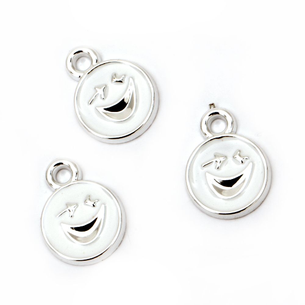 Pendant CCB smile 20x15x2.5 mm hole 2.5 mm white -10 pieces
