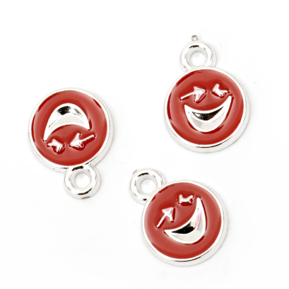Pendant CCB smile 20x15x2.5 mm hole 2.5 mm red -10 pieces