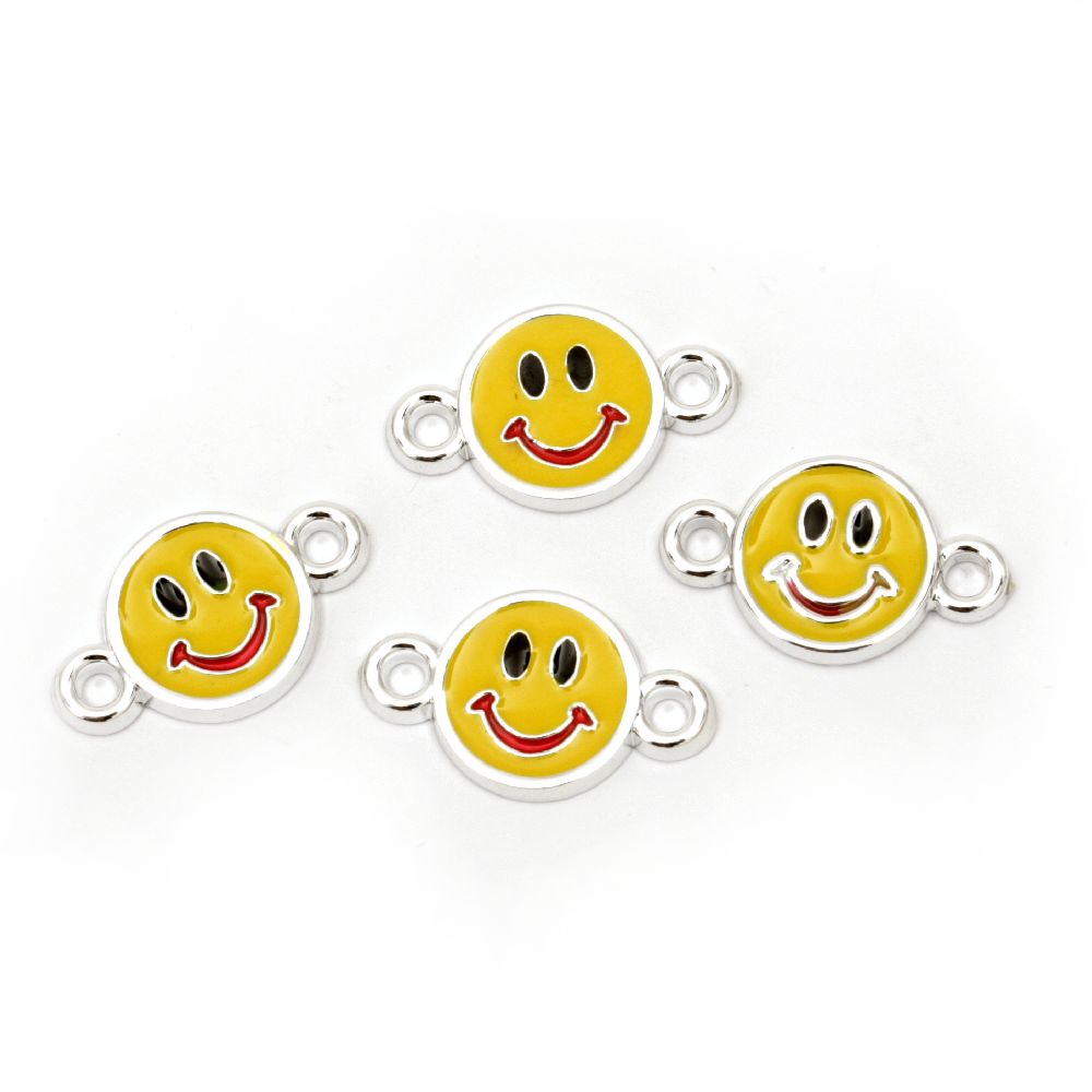 CCB Connector Bead / Happy Face, 25.5x15x3 mm, Hole: 2 mm, Yellow -5 pieces