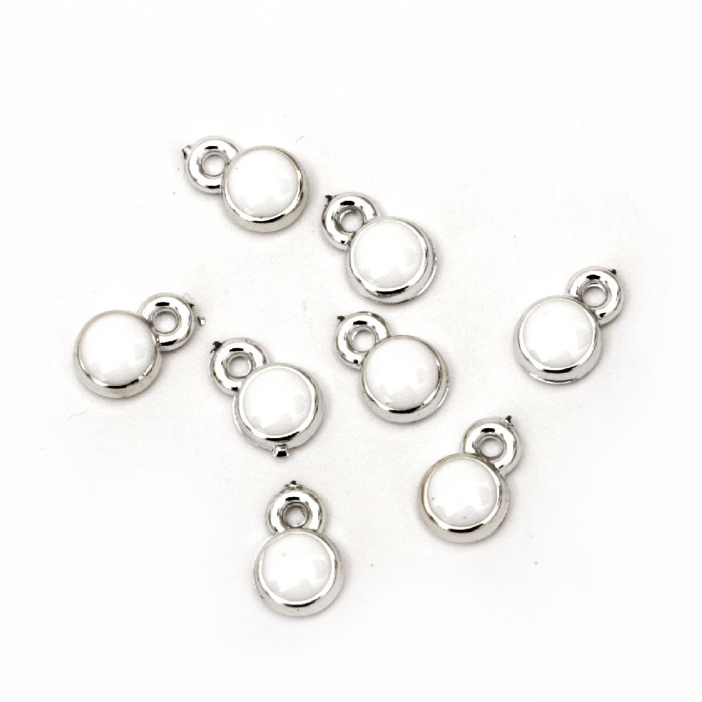 Pendant CCB 10x7x3.5 mm hole 1.5 mm white -10 pieces