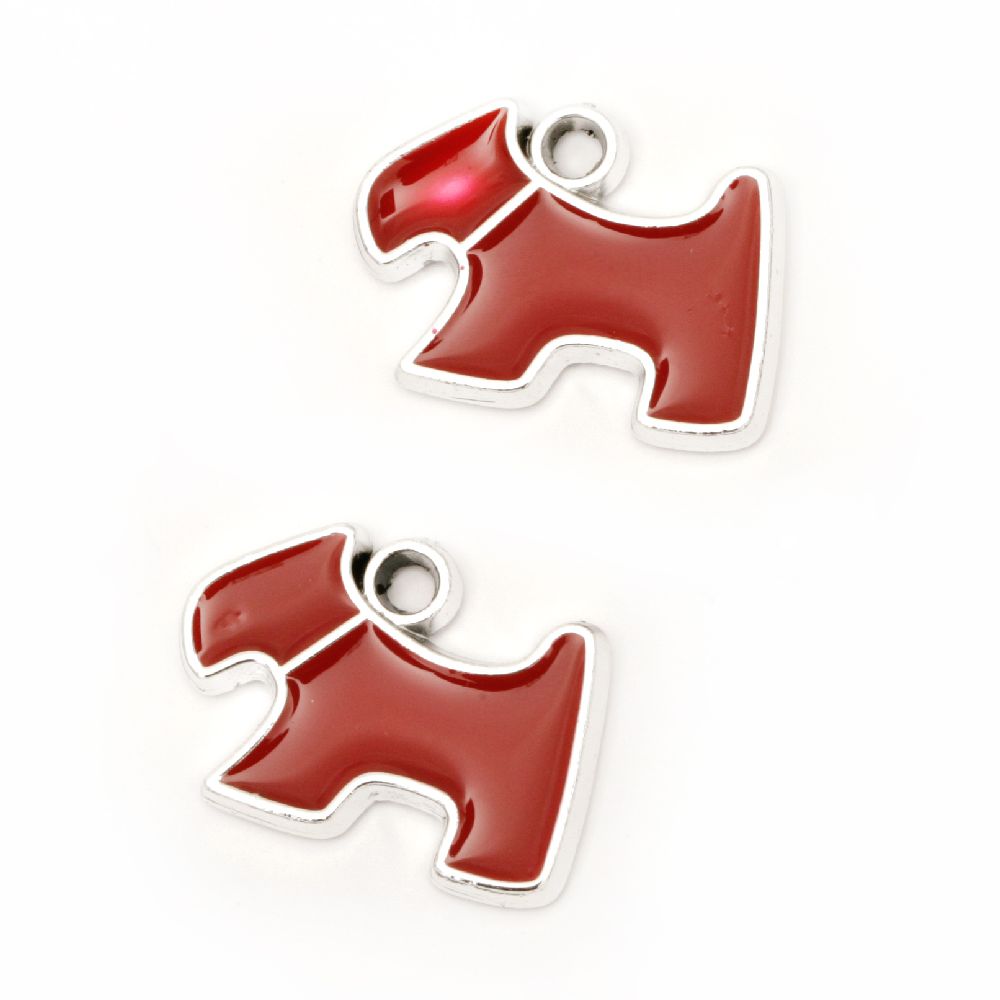 Pendant CCB dog 19x27x3 mm hole 3 mm red -10 pieces