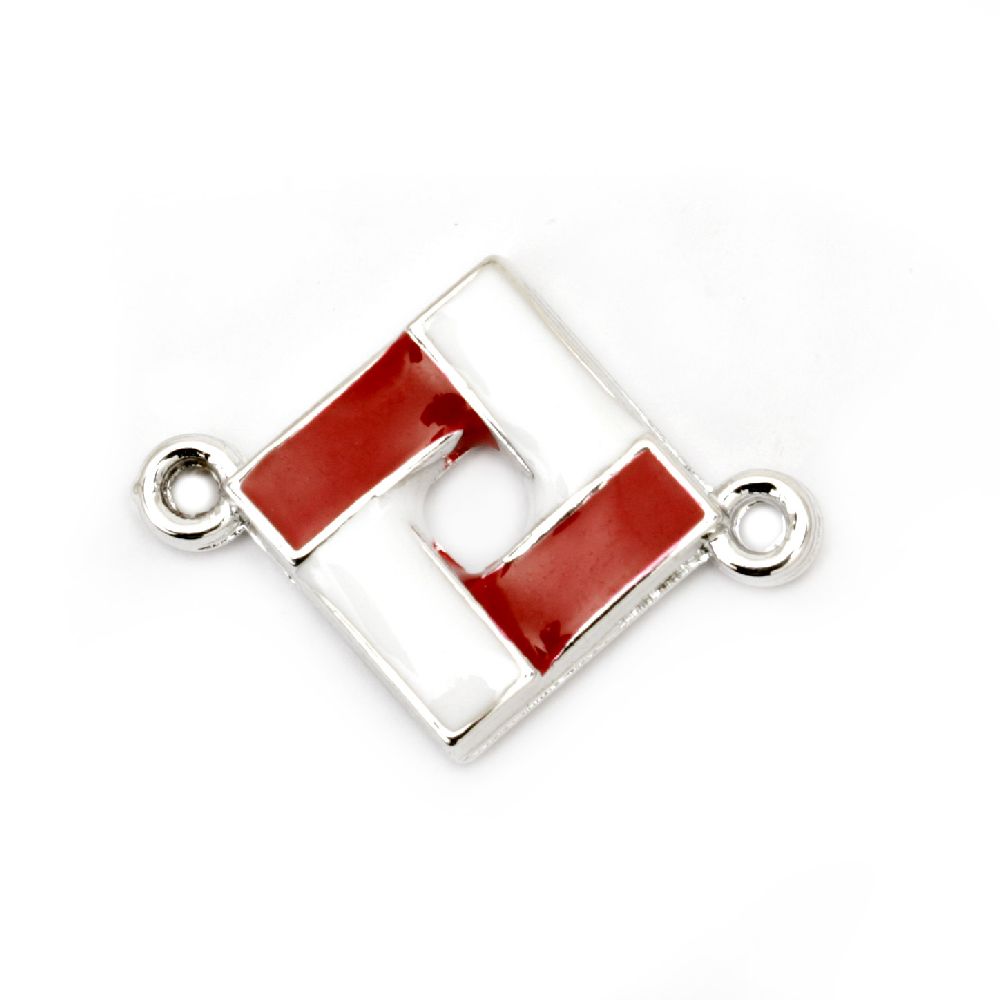 Connecting element CCB 30x22x3 mm white and red -5 pieces