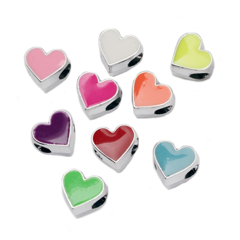 Bead CCB heart 13x11.5x8.5 mm hole 4 mm color - 5 pieces