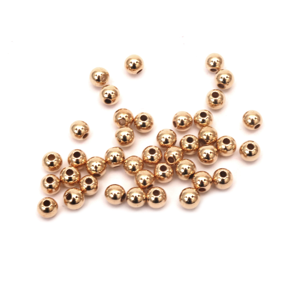CCB Ball Bead / 6 mm, Hole: 1.5 mm / Gold Color - 20 grams ~ 200 pieces