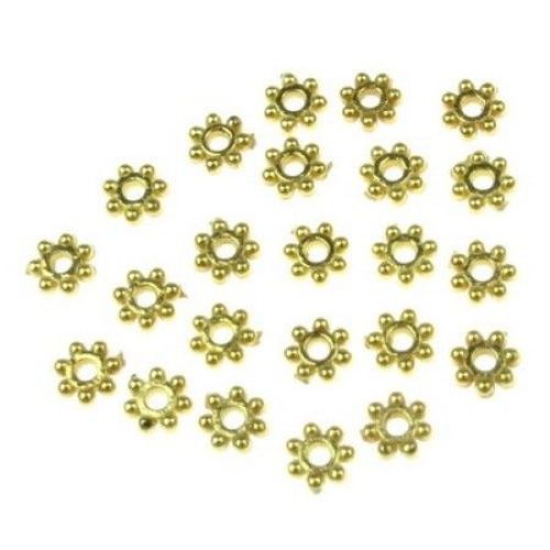 Мънисто CCB цвете 4x1 мм дупка 1 мм цвят злато -10 грама ~ 870 броя