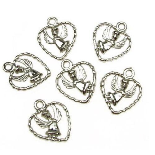Jewellery charm heart CCB 19х15x3 mm