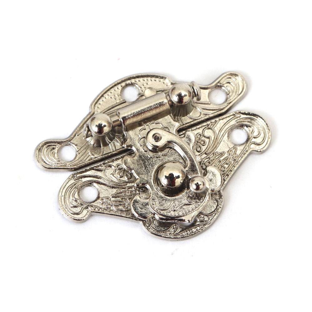 Eleganckie metalowe zapięcie 29x38x8 mm – otwory 2,5 mm, kolor srebrny – 2 sztuki do kreatywnych projektów