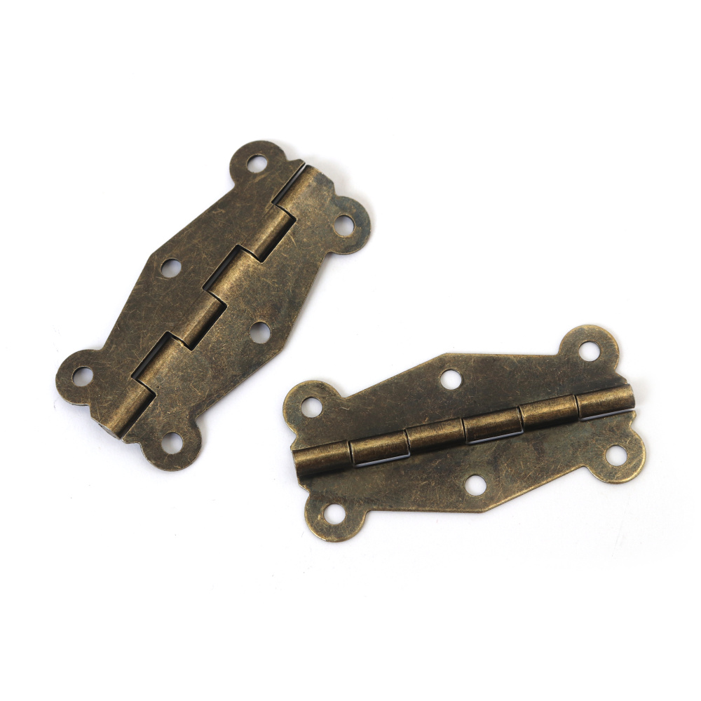 Metallscharniere mit Vollöffnung 24x48x3,5 mm – 2,5 mm Löcher, Farbe Antikbronze – 4 Stück für kreative Bastelprojekte