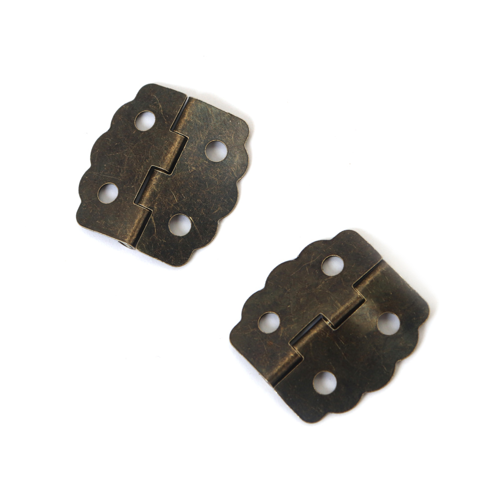 Metallscharniere mit vollständiger Öffnung 23x23x2,5 mm – 2,5 mm Löcher, Farbe Antikbronze – 4 Stück für kreative Bastelprojekte