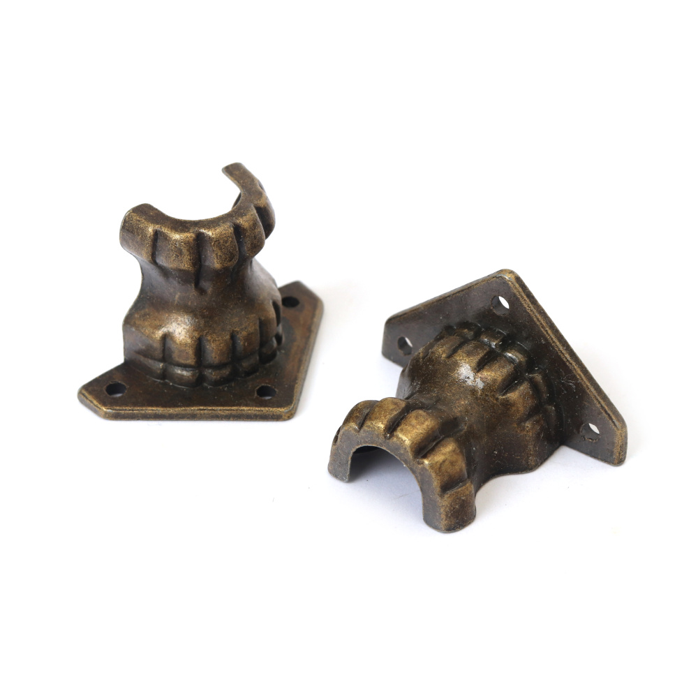 Vintage Metall-Dekofüße Set 36x24 mm – 2 mm Loch, Farbe Antikbronze – 4 Stück für kreative Bastelprojekte