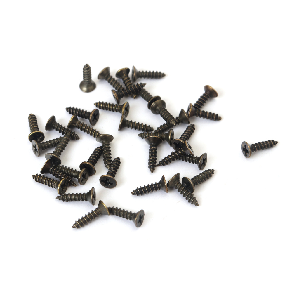 Klassische Metallschrauben 10x5x2,5 mm – Antikbronze-Farbe – 200 Stück für Basteln und Dekoration