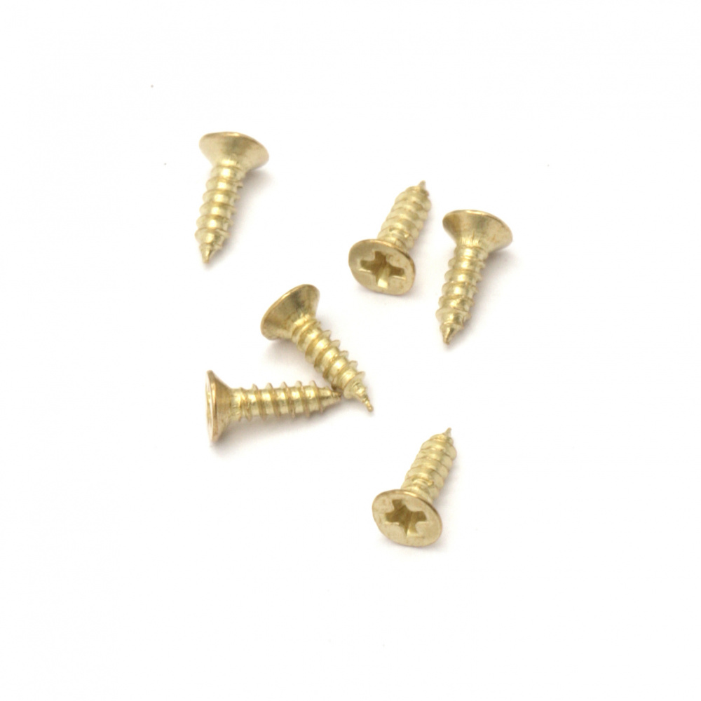Metal screw 7x4x2 mm gold color - 200 pieces