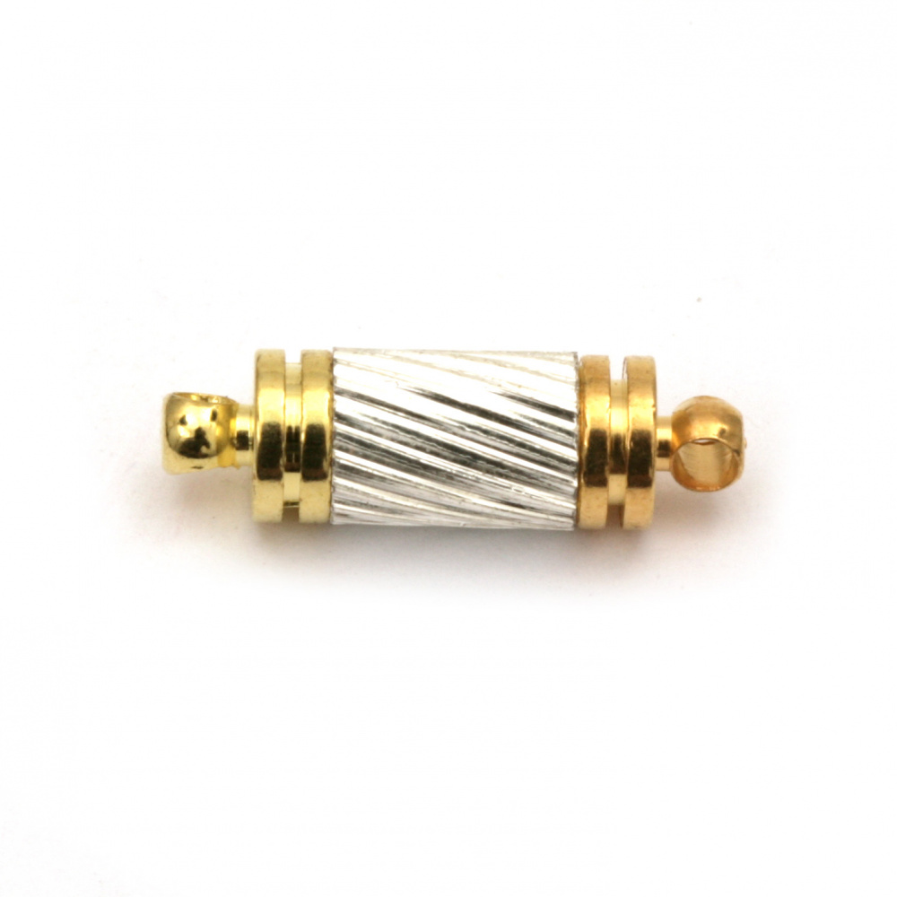 Μαγνητικό κούμπωμα κύλινδρος 16x5 mm τρύπα 1 mm χρυσό και ασημί