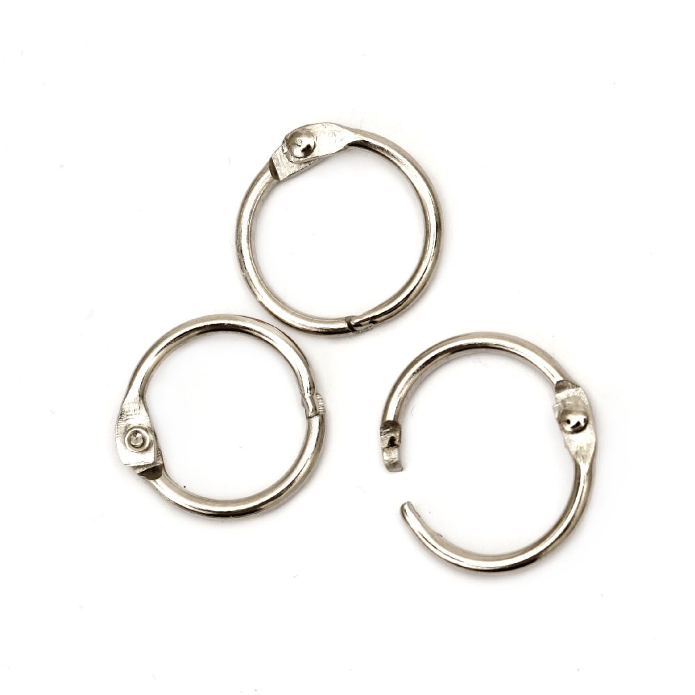 Hinged Rings, Lock, Silver 15x2mm , 4 pcs