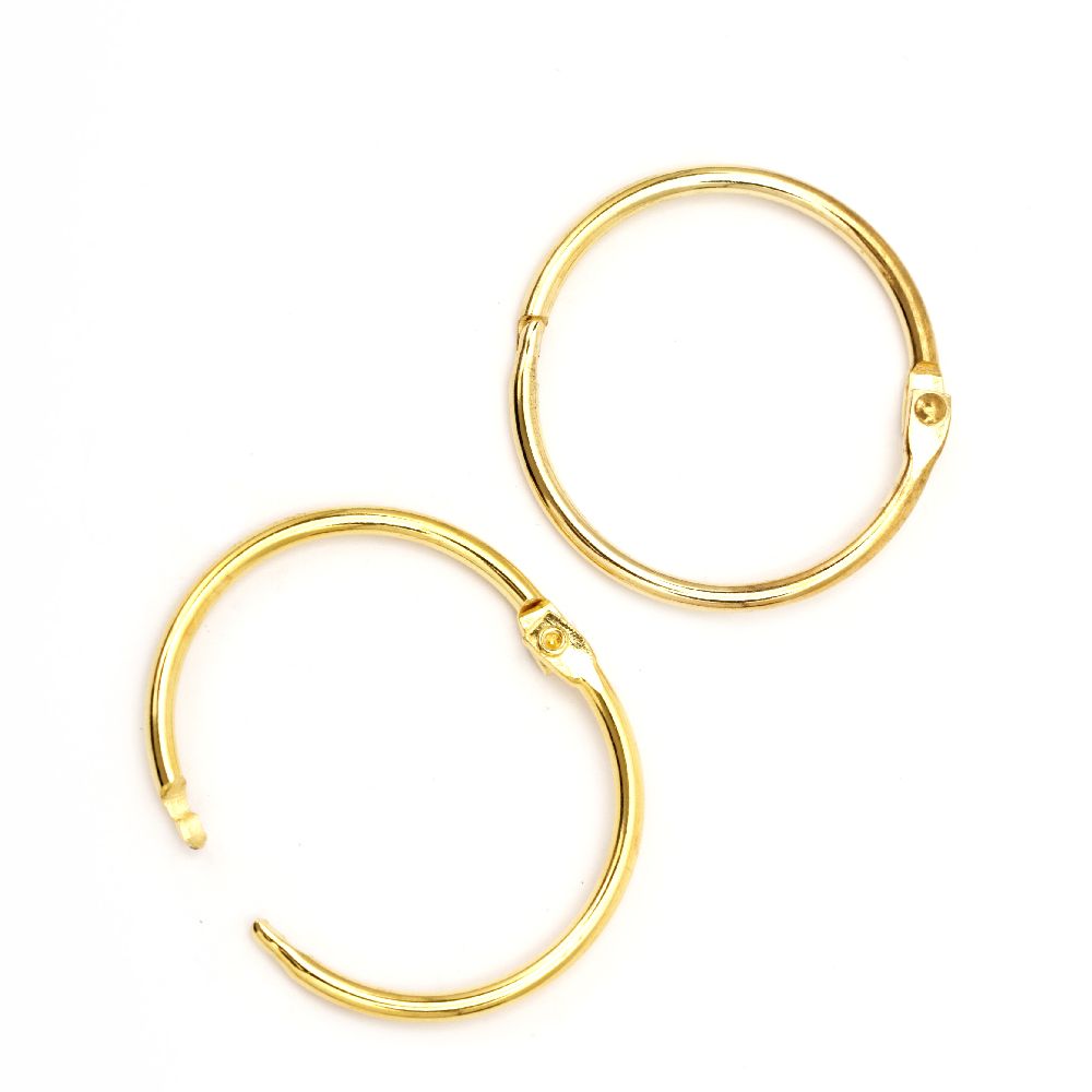 Hinged Rings, Lock, Gold Color 40x3mm  4 pcs