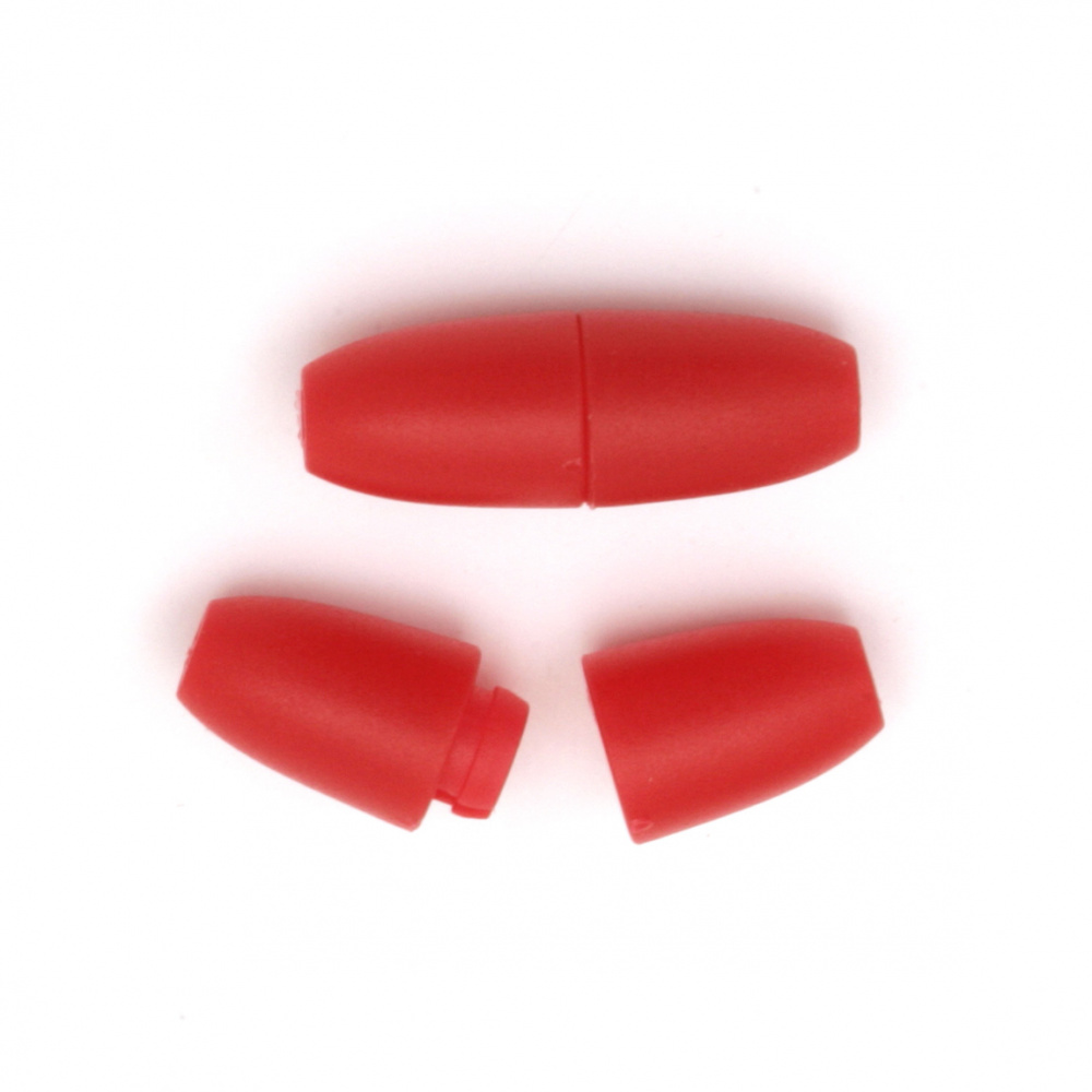 Plastic clasp 24x9 mm hole 2.5 mm red - 5 pieces
