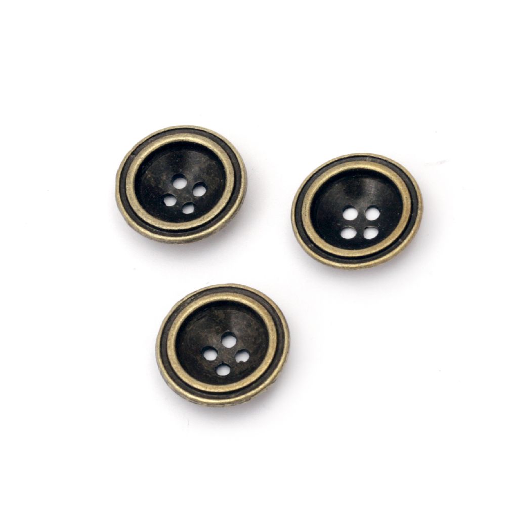 Metal button 17.5x5 mm hole 1.5 mm color antique bronze -5 pieces
