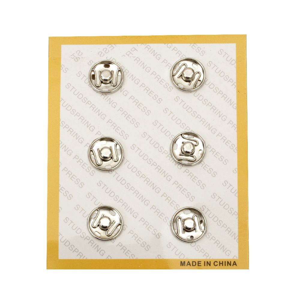 Metal tick-tack button 15x5 mm hole 3x1.5 mm color silver -6 pieces