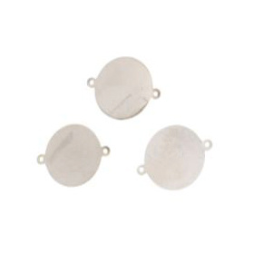 Metalowa płytka bazowa łącznika, element łączący 26x0,2 mm, średnica płytki 20 mm, otwory 1 mm, kolor biały – 10 szt., do biżuterii i rękodzieła