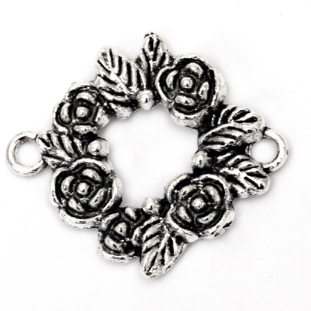 Connecting element wreath 28x24x3 mm hole 2 mm color old silver -4 pieces