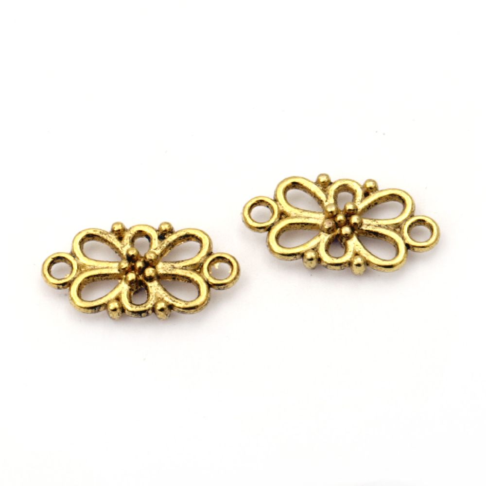 Connecting element metal flower 16x8x3.5 mm hole 1.5 mm color gold -20 pieces