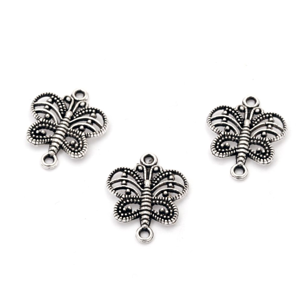 Connecting element metal butterfly 17.5x14x2 mm hole 1.5 mm color old silver -20 pieces
