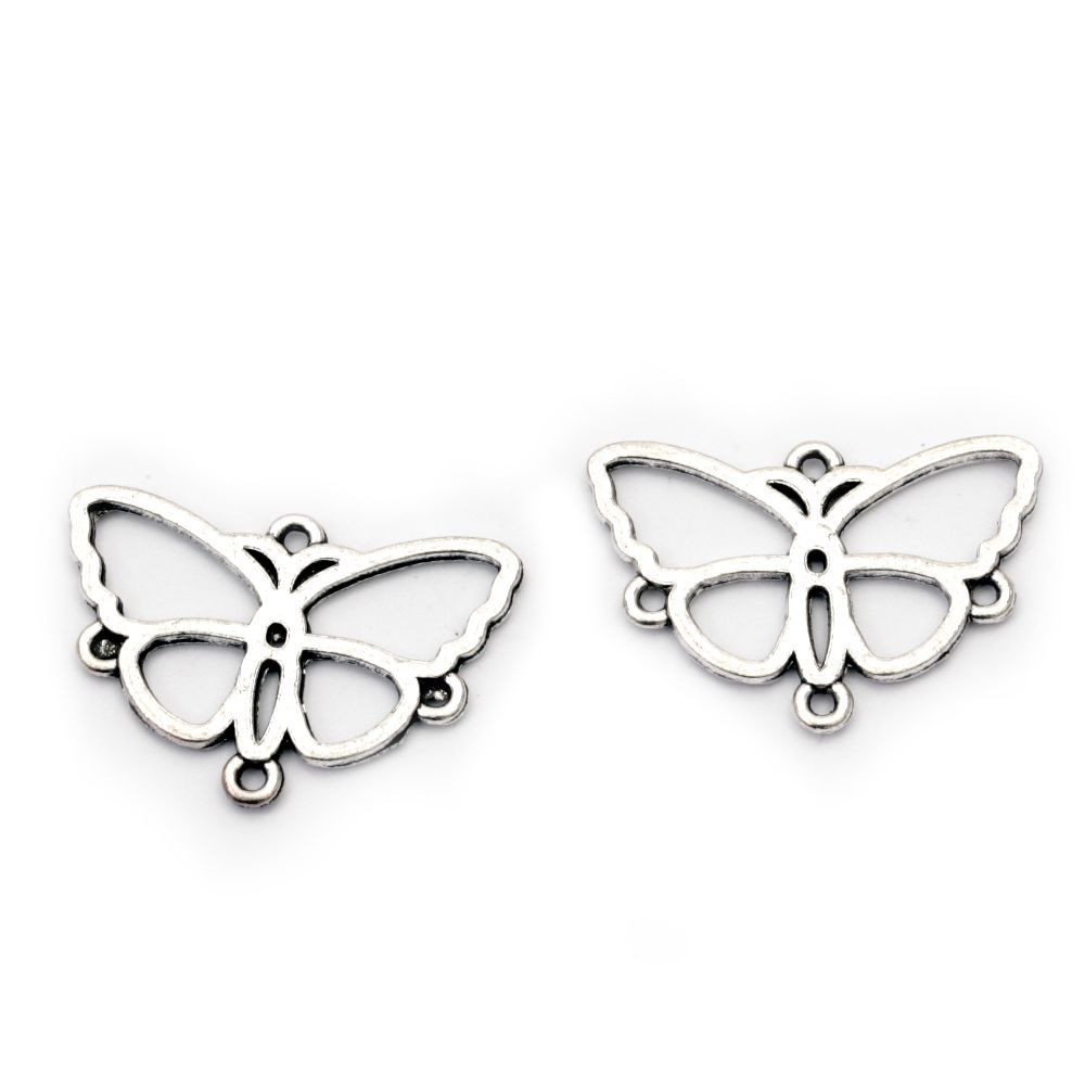 Connecting element metal butterfly 17x24x1.5 mm hole 1.5 mm color old silver -10 pieces