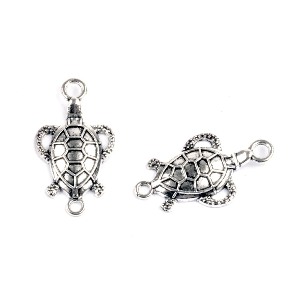 Connecting element metal turtle 29x16x3 mm hole 3 mm color old silver -5 pieces