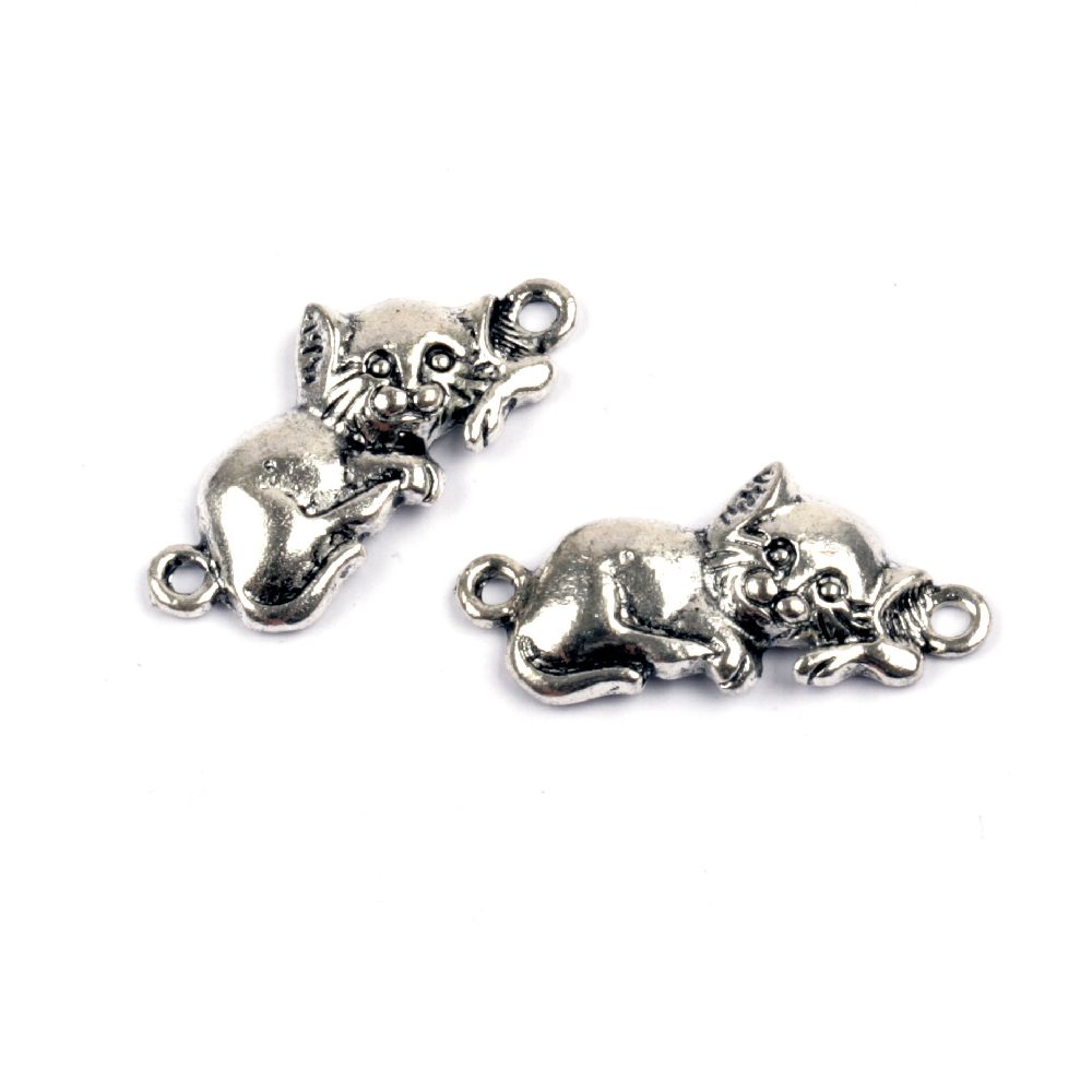 Connecting element metal cat 30x14x4 mm hole 2 mm color old silver -5 pieces