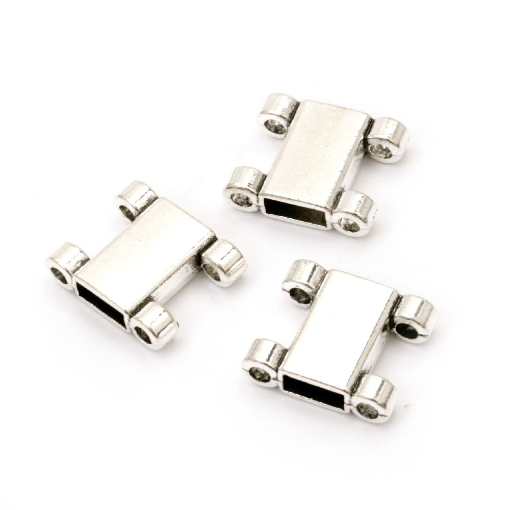 Jewelry Findings Connector Metal Beads 14x16.5x5 mm hole 2 mm and 3x7 mm color silver silver -5 pieces