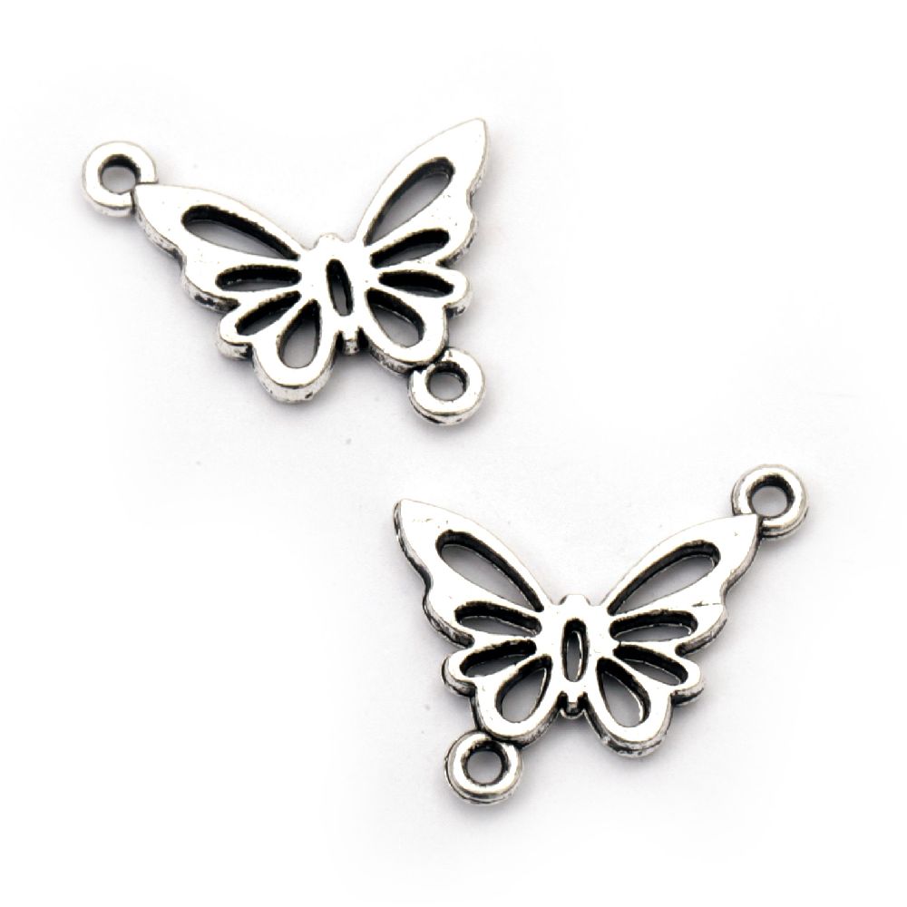Connecting element metal butterfly 19x20x2 mm hole 1.5 mm color silver -10 pieces