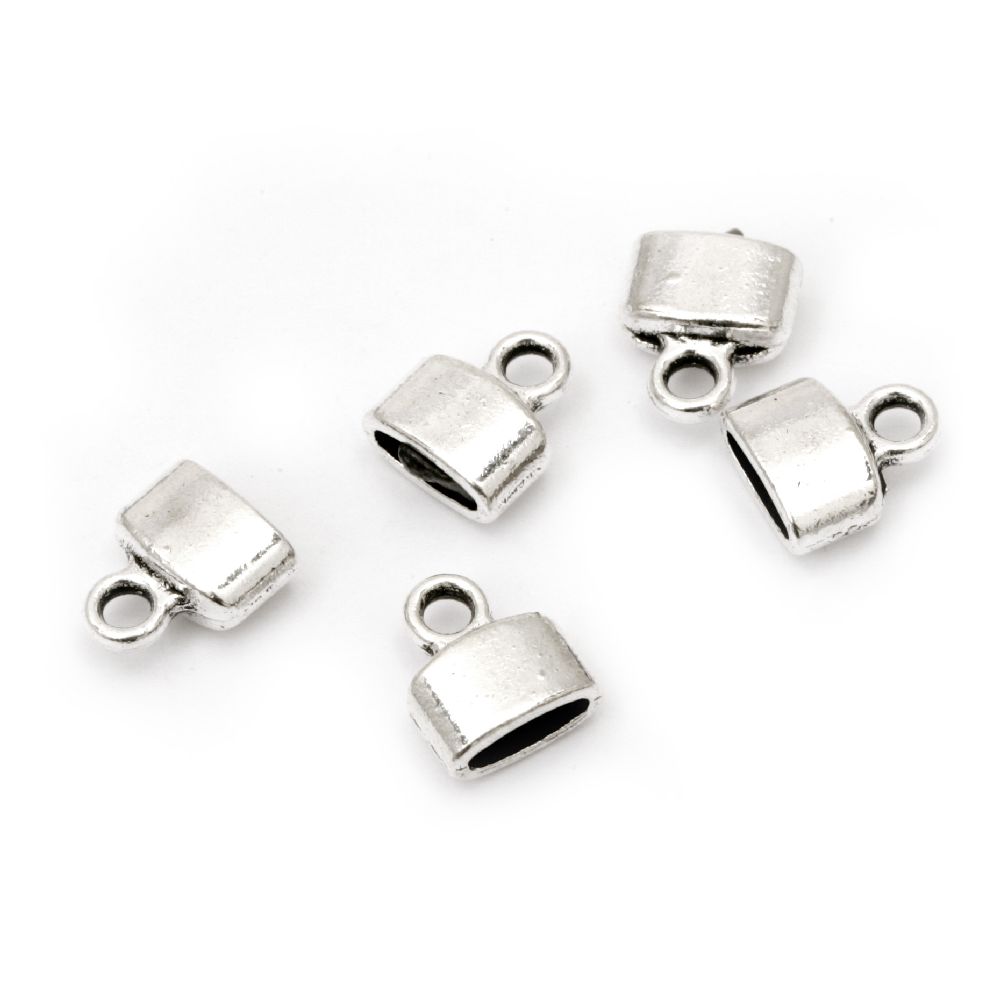 Bead metal hat / tip 9x4x8 mm hole 2 mm and 2x6 mm color silver -20 pieces