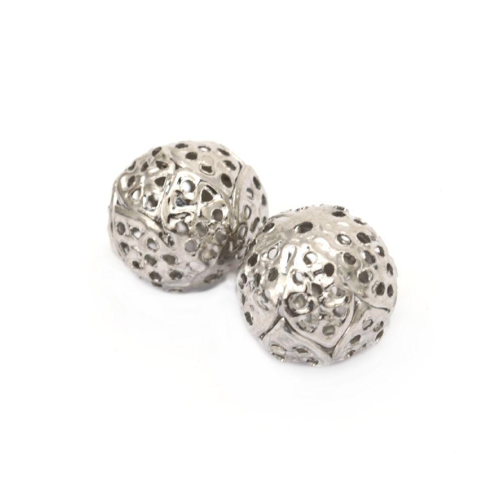 Bead metal ball 12 mm hole 1 mm silver