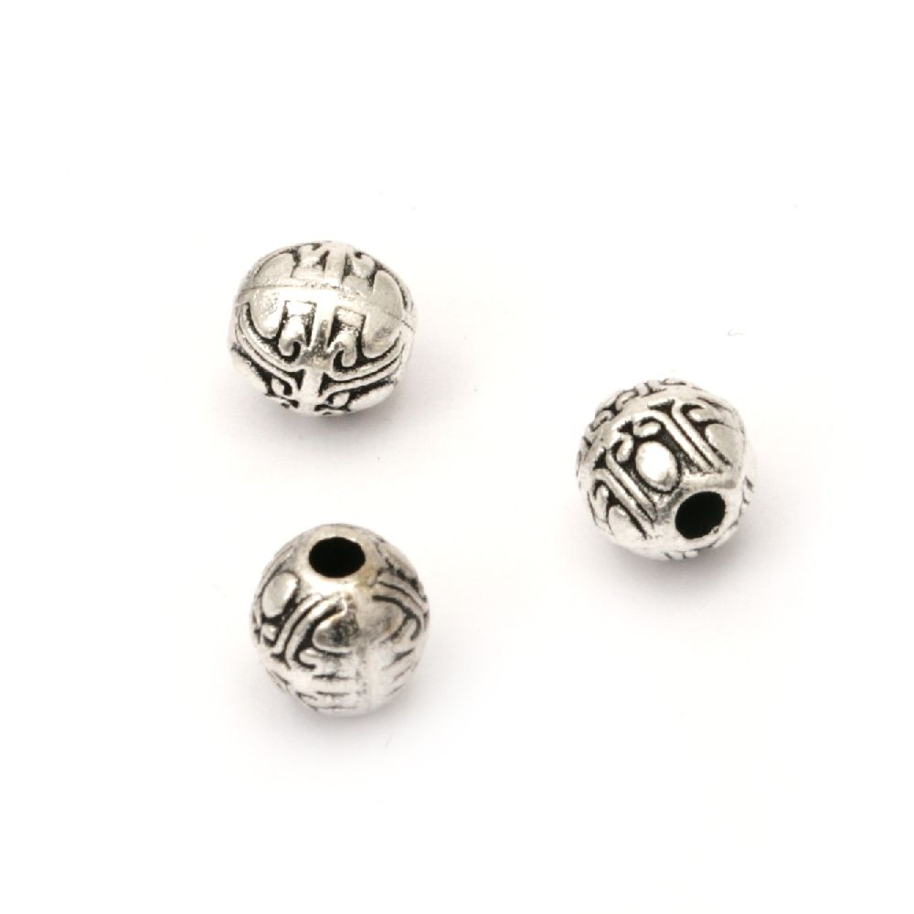 Metal  ball 6x6 mm hole 2 mm color old silver -20 pieces
