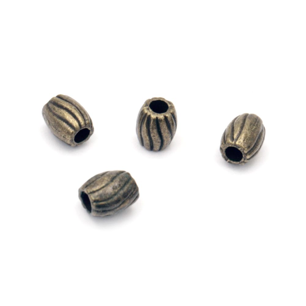 Margele metalica oval 6x5 mm gaură 2 mm culoare bronz antic -20 bucăți
