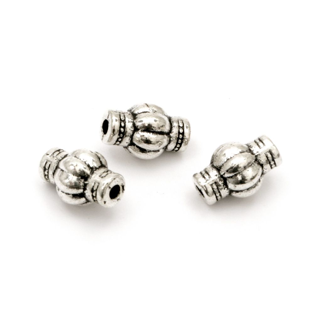 Tibetan Style Metal Bead for Handmade Accessories, 12x8 mm, Hole: 2 mm, Old Silver -10 pieces