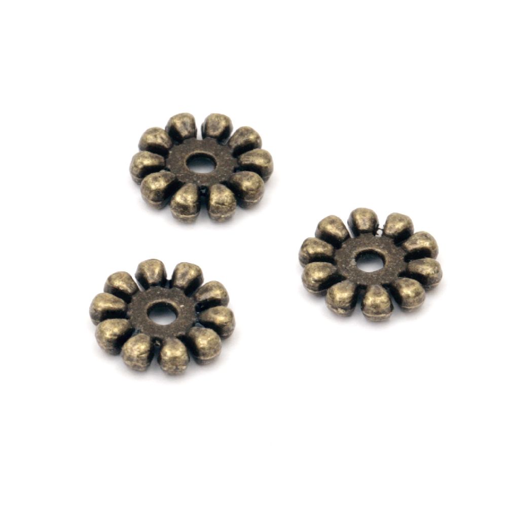 Margele metalica saibă 10x3 mm gaură 1,5 mm culoare bronz antic -20 bucăți