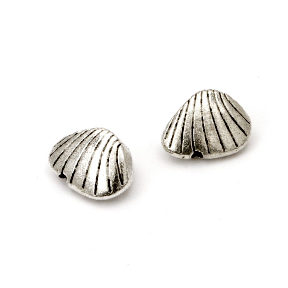 Metal bead shell 7x10x5.5 mm hole 1.5 mm color silver - 10 pieces