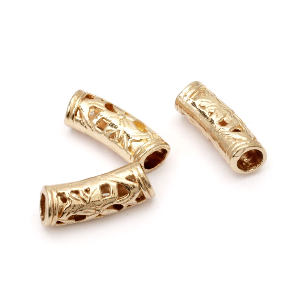 Metal bead cylinder 20x8 mm hole 5 mm color gold -5 pieces