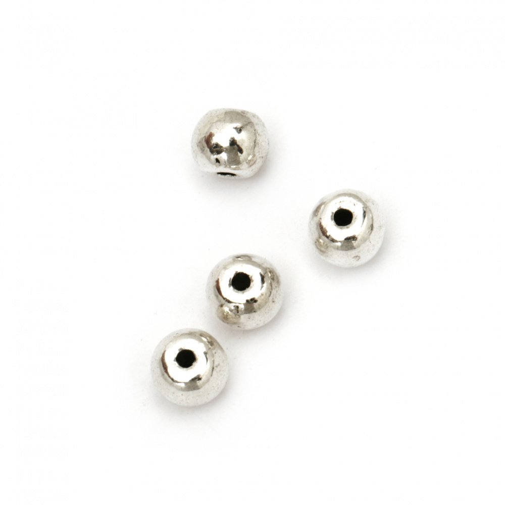 Metal bead ball 6x6 mm hole 1.5 mm color silver -20 pieces