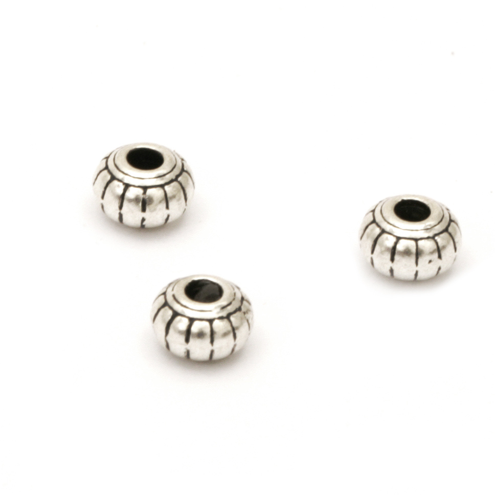 Metal bead disc 6x6 mm hole 1.5 mm color old silver -20 pieces